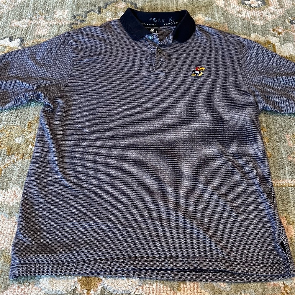 Kansas Jayhawks Vintage The Gear Polo Shirt Size Large Color Grey